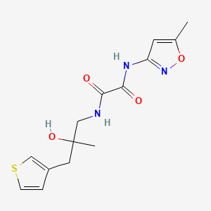 molecular formula C14H17N3O4S B2760312 N'-[2-羟基-2-甲基-3-(噻吩-3-基)丙基]-N-(5-甲基-1,2-噁唑-3-基)乙二酰胺 CAS No. 2097866-62-9