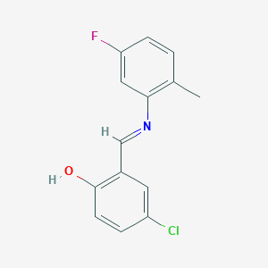 molecular formula C14H11ClFNO B2760313 4-chloro-2-{(E)-[(5-fluoro-2-methylphenyl)imino]methyl}phenol CAS No. 1232823-66-3