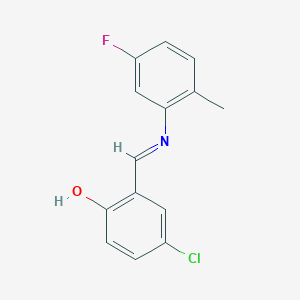 molecular formula C14H11ClFNO B2760313 4-氯-2-{(E)-[(5-氟-2-甲基苯基)亚胺]甲基}酚 CAS No. 1232823-66-3