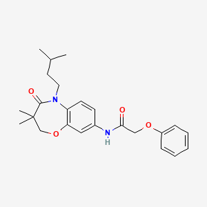 molecular formula C24H30N2O4 B2760314 N-(5-异戊基-3,3-二甲基-4-氧代-2,3,4,5-四氢苯并[b][1,4]噁唑-8-基)-2-苯氧乙酰胺 CAS No. 921835-66-7