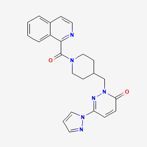 molecular formula C23H22N6O2 B2760317 2-{[1-(isoquinoline-1-carbonyl)piperidin-4-yl]methyl}-6-(1H-pyrazol-1-yl)-2,3-dihydropyridazin-3-one CAS No. 2097928-52-2