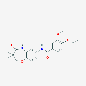 molecular formula C23H28N2O5 B2760318 3,4-diethoxy-N-(3,3,5-trimethyl-4-oxo-2,3,4,5-tetrahydrobenzo[b][1,4]oxazepin-7-yl)benzamide CAS No. 921812-03-5