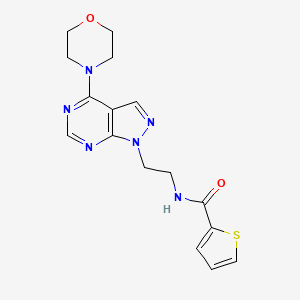 molecular formula C16H18N6O2S B2760319 N-(2-(4-morpholino-1H-pyrazolo[3,4-d]pyrimidin-1-yl)ethyl)thiophene-2-carboxamide CAS No. 1021123-19-2