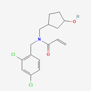 molecular formula C16H19Cl2NO2 B2760332 N-[(2,4-Dichlorophenyl)methyl]-N-[(3-hydroxycyclopentyl)methyl]prop-2-enamide CAS No. 2411270-44-3
