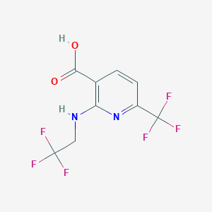molecular formula C9H6F6N2O2 B2760351 2-[(2,2,2-Trifluoroethyl)amino]-6-(trifluoromethyl)pyridine-3-carboxylic acid CAS No. 1538422-47-7