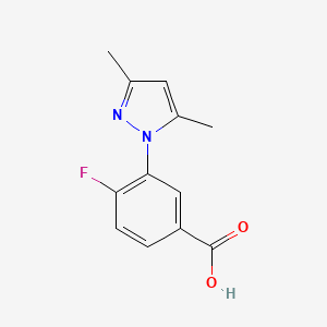 molecular formula C12H11FN2O2 B2760357 3-(3,5-Dimethyl-pyrazol-1-yl)-4-fluoro-benzoic acid CAS No. 957290-76-5