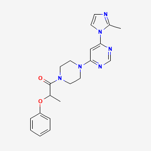 molecular formula C21H24N6O2 B2760362 1-(4-(6-(2-甲基-1H-咪唑-1-基)嘧啶-4-基)哌嗪-1-基)-2-苯氧基丙酮 CAS No. 1203120-22-2