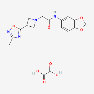 molecular formula C17H18N4O8 B2760375 N-(benzo[d][1,3]dioxol-5-yl)-2-(3-(3-methyl-1,2,4-oxadiazol-5-yl)azetidin-1-yl)acetamide oxalate CAS No. 1351658-53-1