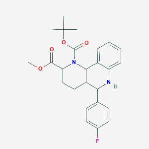 molecular formula C25H29FN2O4 B2760382 1-O-叔丁基 2-O-甲基 5-(4-氟苯基)-3,4,4a,5,6,10b-六氢-2H-苯并[h][1,6]萘啉-1,2-二羧酸二酯 CAS No. 2551114-49-7