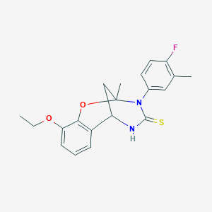B2760386 10-ethoxy-3-(4-fluoro-3-methylphenyl)-2-methyl-5,6-dihydro-2H-2,6-methanobenzo[g][1,3,5]oxadiazocine-4(3H)-thione CAS No. 1019137-40-6