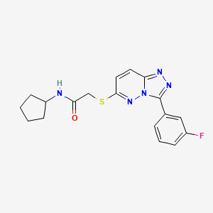 molecular formula C18H18FN5OS B2760391 N-cyclopentyl-2-((3-(3-fluorophenyl)-[1,2,4]triazolo[4,3-b]pyridazin-6-yl)thio)acetamide CAS No. 852374-90-4
