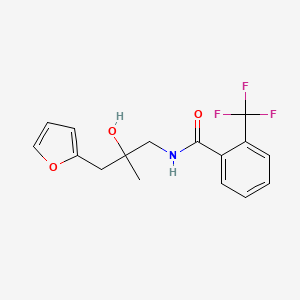 molecular formula C16H16F3NO3 B2760399 N-(3-(呋喃-2-基)-2-羟基-2-甲基丙基)-2-(三氟甲基)苯甲酰胺 CAS No. 1795298-53-1