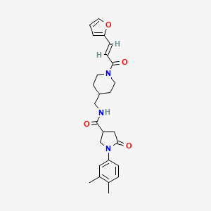(E)-1-(3,4-dimethylphenyl)-N-((1-(3-(furan-2-yl)acryloyl)piperidin-4-yl)methyl)-5-oxopyrrolidine-3-carboxamide
