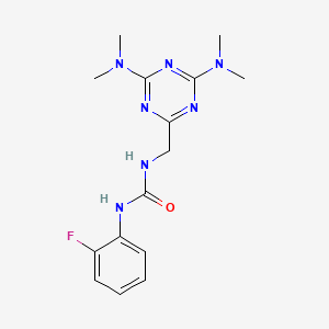 molecular formula C15H20FN7O B2760409 1-((4,6-双(二甲胺基)-1,3,5-三嗪-2-基)甲基)-3-(2-氟苯基)脲 CAS No. 2034426-23-6