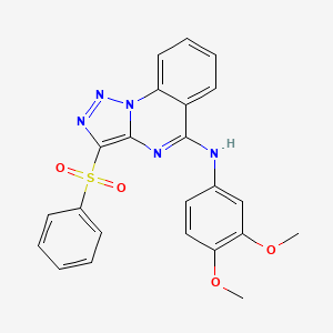 molecular formula C23H19N5O4S B2760412 3-(benzenesulfonyl)-N-(3,4-dimethoxyphenyl)triazolo[1,5-a]quinazolin-5-amine CAS No. 866811-36-1