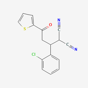 molecular formula C16H11ClN2OS B2760414 [1-(2-Chlorophenyl)-3-oxo-3-(thiophen-2-yl)propyl]propanedinitrile CAS No. 82137-58-4
