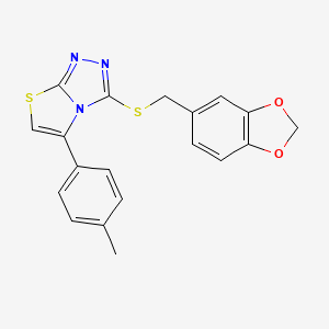 molecular formula C19H15N3O2S2 B2760415 3-((苯并[d][1,3]二噁唑-5-基甲基)硫)-5-(对甲苯基)噻唑并[2,3-c][1,2,4]三唑 CAS No. 690645-40-0