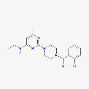 molecular formula C18H22ClN5O B2760417 2-(4-(2-氯苯甲酰)哌嗪-1-基)-N-乙基-6-甲基嘧啶-4-胺 CAS No. 923196-59-2