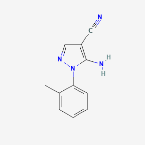 molecular formula C11H10N4 B2760425 5-amino-1-o-tolyl-1H-pyrazole-4-carbonitrile CAS No. 142893-46-7