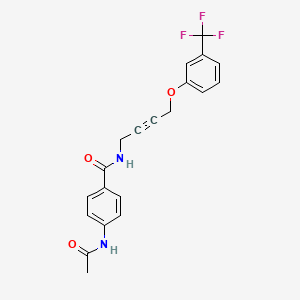 molecular formula C20H17F3N2O3 B2760426 4-Acetamido-N-{4-[3-(trifluoromethyl)phenoxy]but-2-YN-1-YL}benzamide CAS No. 1421442-80-9