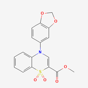 molecular formula C17H13NO6S B2760428 methyl 4-(1,3-benzodioxol-5-yl)-4H-1,4-benzothiazine-2-carboxylate 1,1-dioxide CAS No. 1357702-97-6