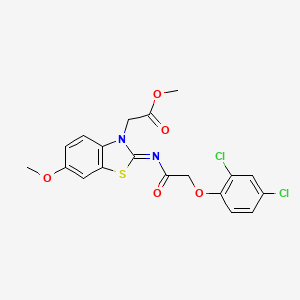 molecular formula C19H16Cl2N2O5S B2760432 (Z)-methyl 2-(2-((2-(2,4-dichlorophenoxy)acetyl)imino)-6-methoxybenzo[d]thiazol-3(2H)-yl)acetate CAS No. 941917-39-1