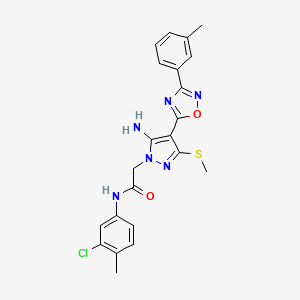 2-[5-amino-4-[3-(3-methylphenyl)-1,2,4-oxadiazol-5-yl]-3-(methylthio)-1H-pyrazol-1-yl]-N-(3-chloro-4-methylphenyl)acetamide