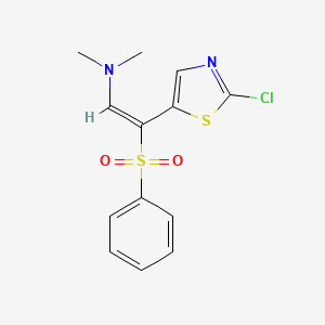 molecular formula C13H13ClN2O2S2 B2760435 (E)-2-(2-chloro-1,3-thiazol-5-yl)-N,N-dimethyl-2-(phenylsulfonyl)-1-ethenamine CAS No. 477886-87-6