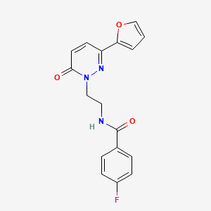 molecular formula C17H14FN3O3 B2760451 4-fluoro-N-(2-(3-(furan-2-yl)-6-oxopyridazin-1(6H)-yl)ethyl)benzamide CAS No. 946283-37-0