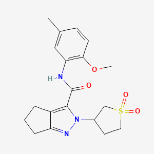 molecular formula C19H23N3O4S B2760454 2-(1,1-dioxidotetrahydrothiophen-3-yl)-N-(2-methoxy-5-methylphenyl)-2,4,5,6-tetrahydrocyclopenta[c]pyrazole-3-carboxamide CAS No. 2309727-26-0