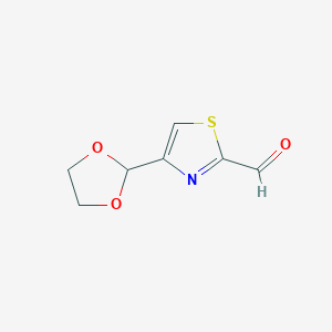 molecular formula C7H7NO3S B2760456 4-(1,3-Dioxolan-2-yl)-1,3-thiazole-2-carbaldehyde CAS No. 1934392-21-8