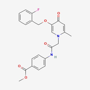 molecular formula C23H21FN2O5 B2760457 methyl 4-(2-(5-((2-fluorobenzyl)oxy)-2-methyl-4-oxopyridin-1(4H)-yl)acetamido)benzoate CAS No. 941885-27-4