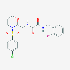 molecular formula C20H21ClFN3O5S B2760467 N1-((3-((4-chlorophenyl)sulfonyl)-1,3-oxazinan-2-yl)methyl)-N2-(2-fluorobenzyl)oxalamide CAS No. 872862-54-9