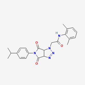 molecular formula C23H25N5O3 B2760479 N-(2,6-dimethylphenyl)-2-[5-(4-isopropylphenyl)-4,6-dioxo-4,5,6,6a-tetrahydropyrrolo[3,4-d][1,2,3]triazol-1(3aH)-yl]acetamide CAS No. 1052548-73-8