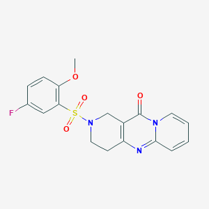 molecular formula C18H16FN3O4S B2760482 5-(5-fluoro-2-methoxyphenyl)sulfonyl-1,5,9-triazatricyclo[8.4.0.03,8]tetradeca-3(8),9,11,13-tetraen-2-one CAS No. 2034505-71-8