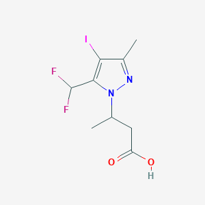 molecular formula C9H11F2IN2O2 B2760484 3-[5-(Difluoromethyl)-4-iodo-3-methylpyrazol-1-yl]butanoic acid CAS No. 1946814-16-9