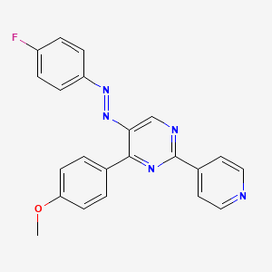 molecular formula C22H16FN5O B2760488 5-[2-(4-氟苯基)重氮基]-4-(4-甲氧基苯基)-2-(4-吡啶基)嘧啶 CAS No. 338962-00-8