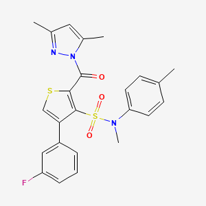 molecular formula C24H22FN3O3S2 B2760489 2-[(3,5-二甲基-1H-吡唑-1-基)磺酰胺]-4-(3-氟苯基)-N-甲基-N-(4-甲基苯基)噻吩-3-磺酰胺 CAS No. 1173770-07-4