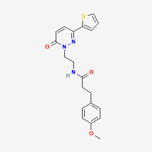 molecular formula C20H21N3O3S B2760492 3-(4-methoxyphenyl)-N-(2-(6-oxo-3-(thiophen-2-yl)pyridazin-1(6H)-yl)ethyl)propanamide CAS No. 946264-58-0