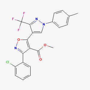 molecular formula C22H15ClF3N3O3 B2760496 methyl 3-(2-chlorophenyl)-5-[1-(4-methylphenyl)-3-(trifluoromethyl)-1H-pyrazol-4-yl]-1,2-oxazole-4-carboxylate CAS No. 318949-18-7