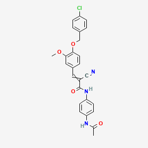 molecular formula C26H22ClN3O4 B2760498 3-{4-[(4-chlorophenyl)methoxy]-3-methoxyphenyl}-2-cyano-N-(4-acetamidophenyl)prop-2-enamide CAS No. 380477-74-7