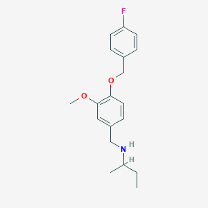 molecular formula C19H24FNO2 B276050 N-{4-[(4-fluorobenzyl)oxy]-3-methoxybenzyl}butan-2-amine 