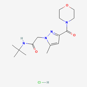 molecular formula C15H25ClN4O3 B2760501 N-(tert-butyl)-2-(5-methyl-3-(morpholine-4-carbonyl)-1H-pyrazol-1-yl)acetamide hydrochloride CAS No. 1331239-34-9