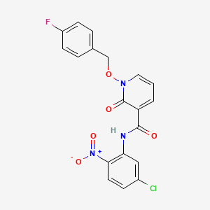 molecular formula C19H13ClFN3O5 B2760511 N-(5-chloro-2-nitrophenyl)-1-((4-fluorobenzyl)oxy)-2-oxo-1,2-dihydropyridine-3-carboxamide CAS No. 868678-44-8