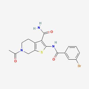 molecular formula C17H16BrN3O3S B2760514 6-Acetyl-2-(3-bromobenzamido)-4,5,6,7-tetrahydrothieno[2,3-c]pyridine-3-carboxamide CAS No. 864927-50-4