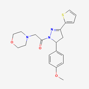 molecular formula C20H23N3O3S B2760522 1-(5-(4-methoxyphenyl)-3-(thiophen-2-yl)-4,5-dihydro-1H-pyrazol-1-yl)-2-morpholinoethanone CAS No. 385393-97-5