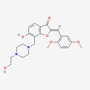 molecular formula C24H28N2O6 B2760529 (Z)-2-(2,5-二甲氧基苯甲亚甲基)-6-羟基-7-((4-(2-羟乙基哌嗪-1-基)甲基)苯并呋喃-3(2H)-酮 CAS No. 869078-49-9