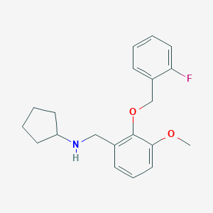 molecular formula C20H24FNO2 B276054 N-{2-[(2-fluorobenzyl)oxy]-3-methoxybenzyl}cyclopentanamine 