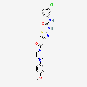 molecular formula C23H24ClN5O3S B2760544 1-(3-Chlorophenyl)-3-(4-(2-(4-(4-methoxyphenyl)piperazin-1-yl)-2-oxoethyl)thiazol-2-yl)urea CAS No. 897621-08-8