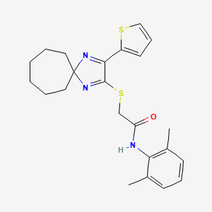 N-(2,6-dimethylphenyl)-2-((3-(thiophen-2-yl)-1,4-diazaspiro[4.6]undeca-1,3-dien-2-yl)thio)acetamide